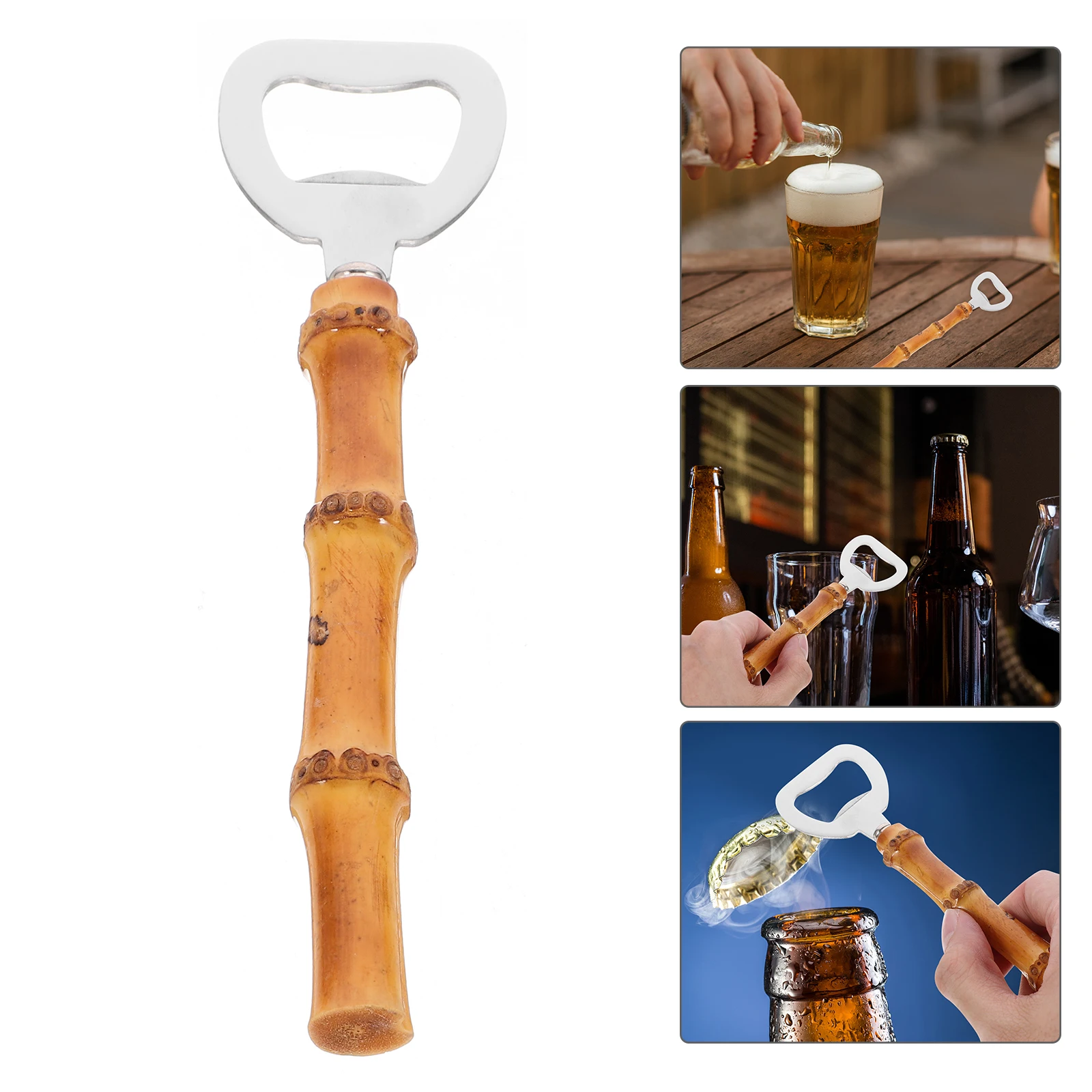 

Bottle Opener Steel Portable Lid Screwdriver Household Multi-Function Lid Opener Bartender Bamboo Practical Tool