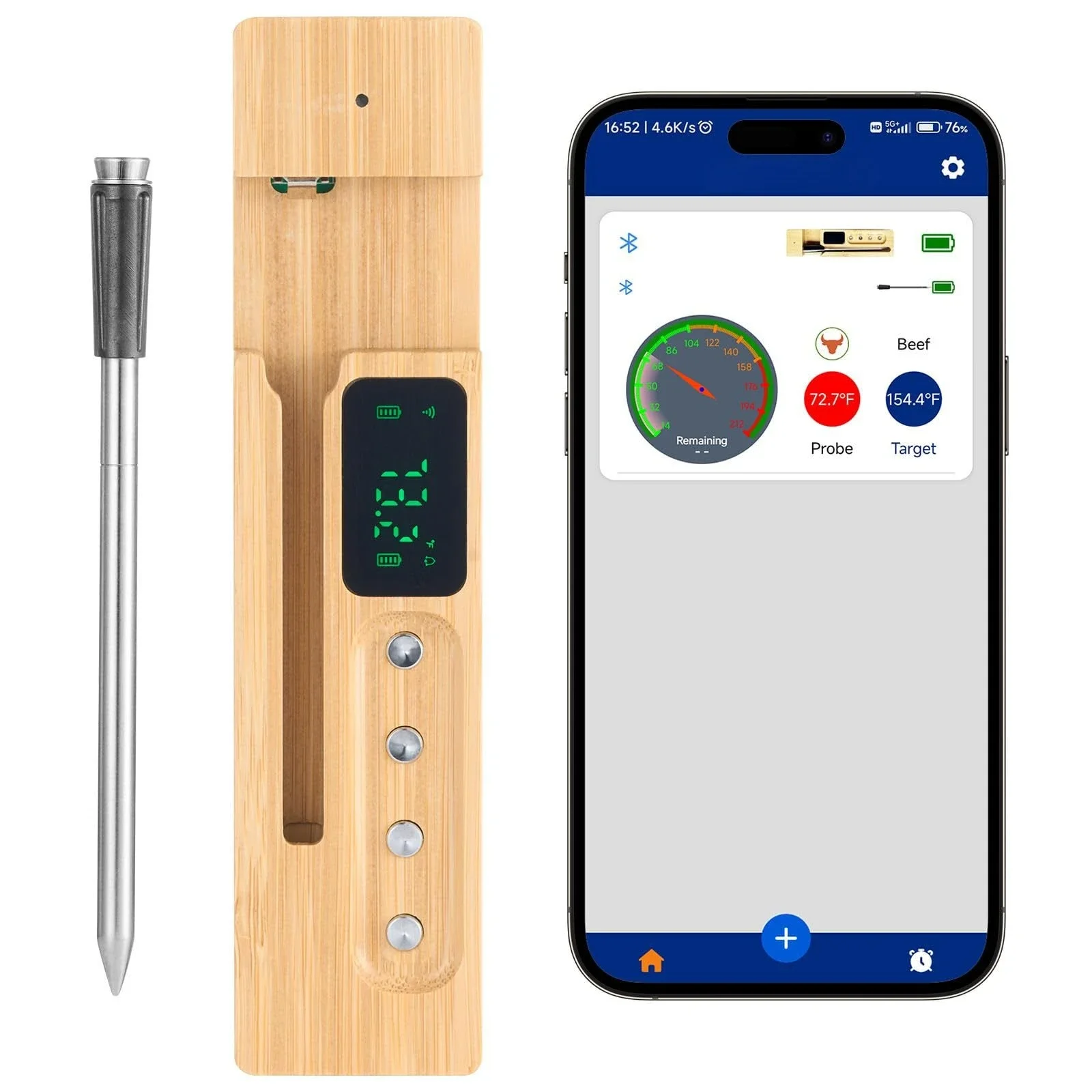 Oven Thermometer Smartphone Bluetooth APP Link BBQ Meat Steak Food Thermometer