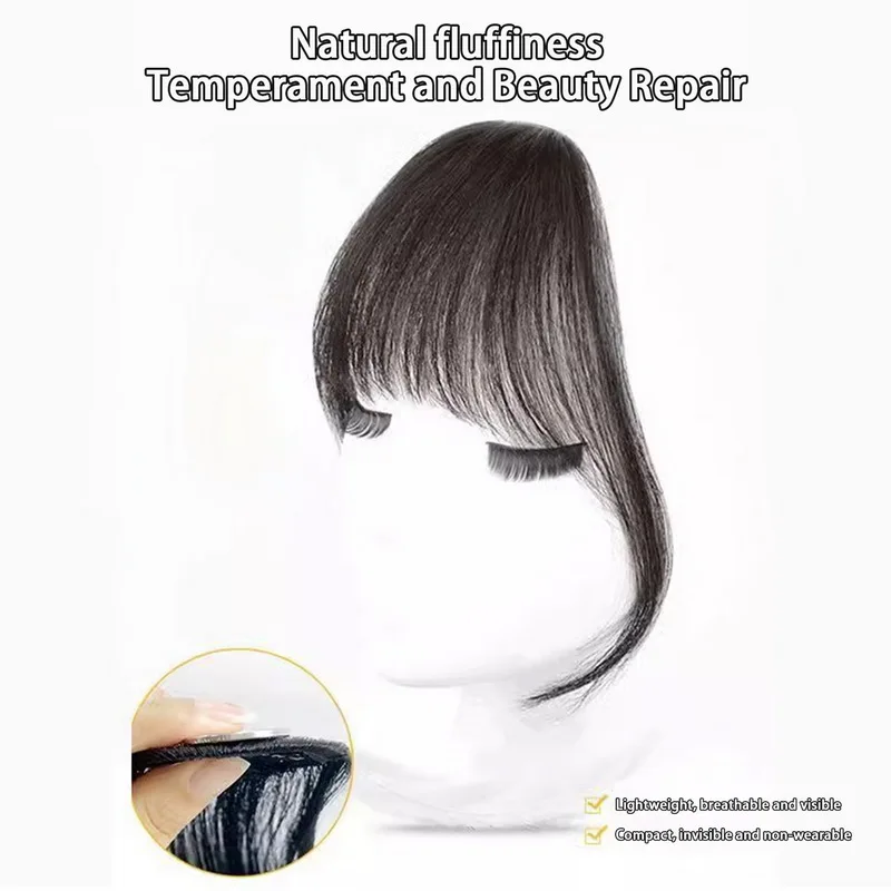 Synthetic Fake Air Bangs Natural Forehead Fake Fringe Hair Bang Wig Short Invisible Clip In Hair Extensions Hairpieces For Women