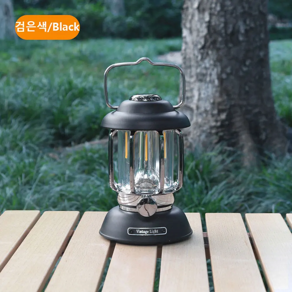 Retro Portable Camping Lantern 4400mAh Outdoor Kerosene Vintage Camp Lamp 3 Lighting Modes Tent Light for Hiking Climbing Yard