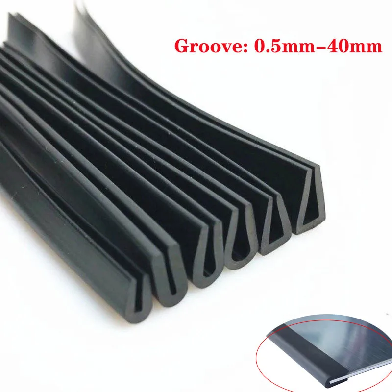 1M Groove 0.5mm to 40mm U Shaped Rubber Edges Sealing Strip Black Protector Edge Sealing For Car Doors, Glass, Metal Panel