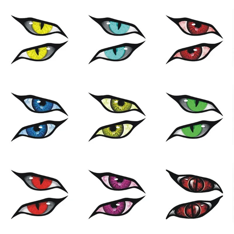 2 Pcs/Lot Car Stickers Personalized Styling Eyes Fierce Terrible Eyes Vinyl Decals for Motorcyle Bicycle Automobile 9 Styles