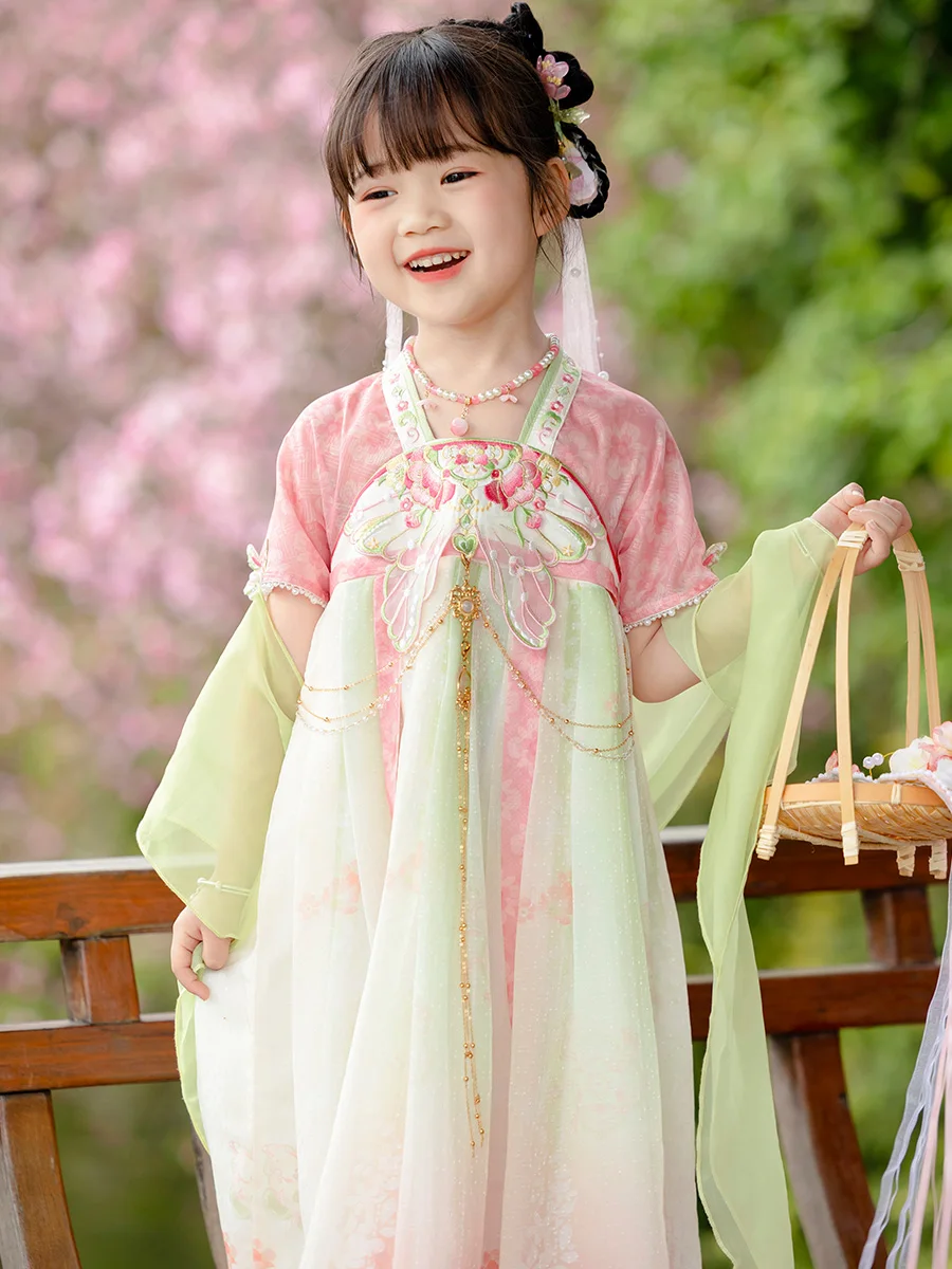 Hanfu Girls' Summer Dress Girls' Super Fairy Dress Children's Chinese Style Tang Suit Baby Chest Dress