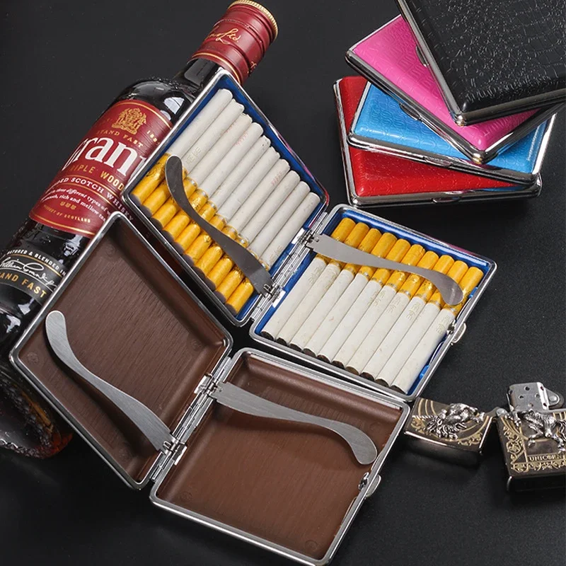 Plastic Cigarette Box with Leather Pattern, Moisture-Proof, Pressure Resistant, Portable Holder