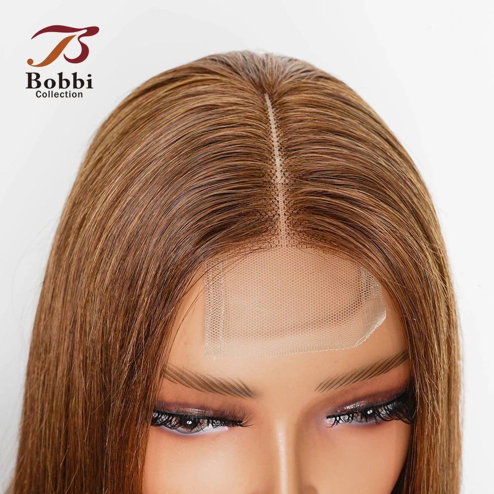 Brown 100% Human Hair Wig 2x6 Lace Kim K Closure Wig  for Women Transparent Lace Front Middle Part Straight Natural Hair Bobbi image 5