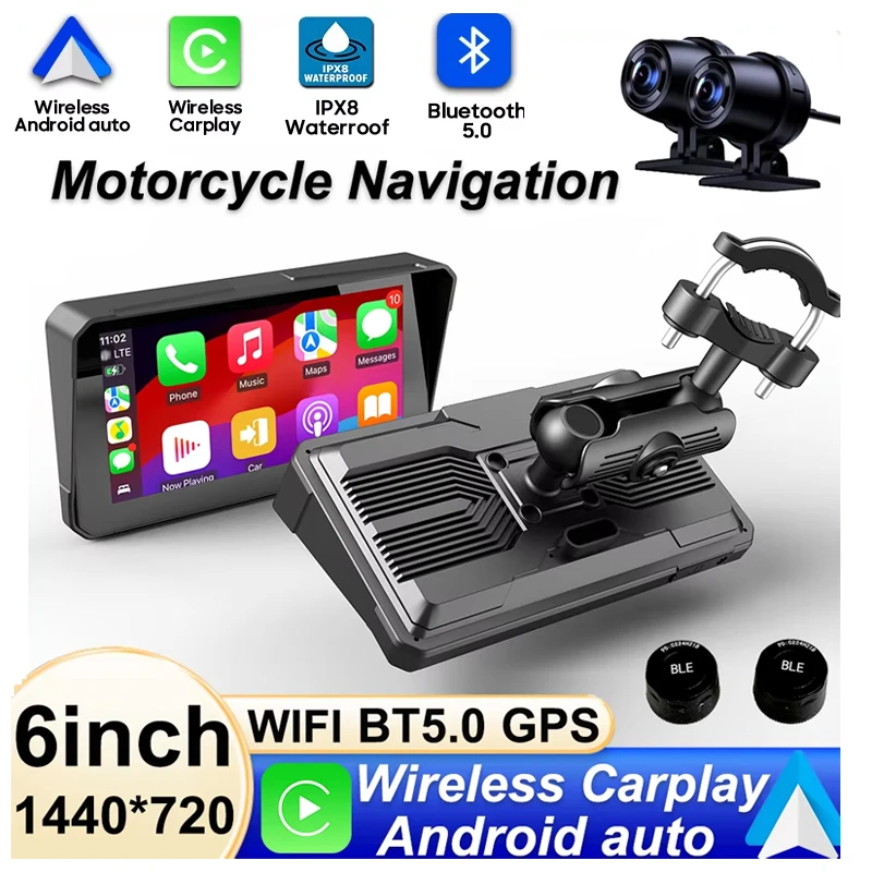 6-inch-motorcycle-navigation-incell-screen-1440-720-wireless-carplay-android-auto-motorcycle-gps-motor-dvr-monitor-tpms-optional