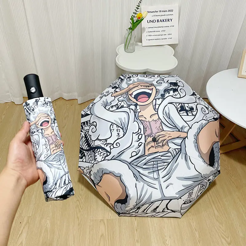 

Цельный складной зонт Nika Luffy, аниме, автоматическое открытие, закрытие, автоматический трехкратный зонт, черный клей, солнцезащитный зонт