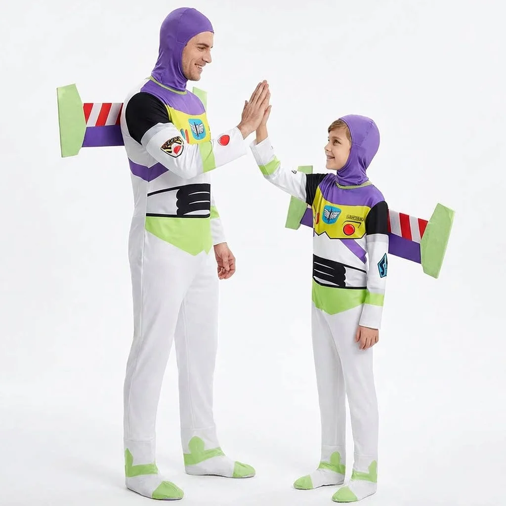 Toy Buzz Cosplay Kostüm Bodysuit Flügeldrähte Halloween Party Jumpsuits Kostüme für Männer Halloween Kostüm Kinder