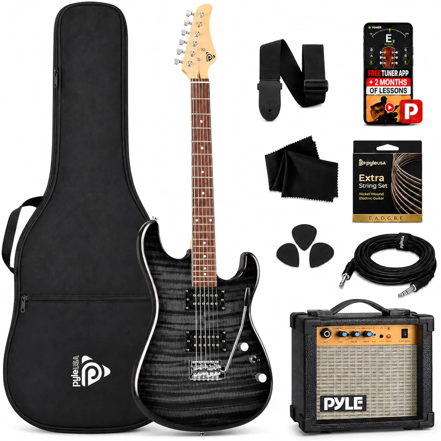 Full Size 39 Inch Electric Guitar Starter Bundle with Amplifier for Beginners: Humbucker Pickups and Rock Amp Included, Complete Instrument Package for Kids, Youth, and Adults of All Ages