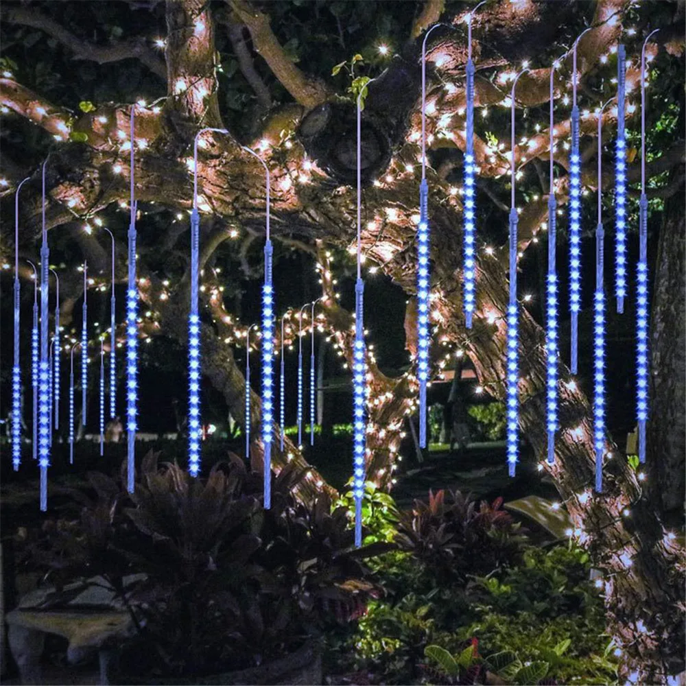 

EU/US Plug LED Meteor Shower Lights Holiday String Light Fairy Garden Decor Outdoor Street Garland Wedding Christmas Decoration