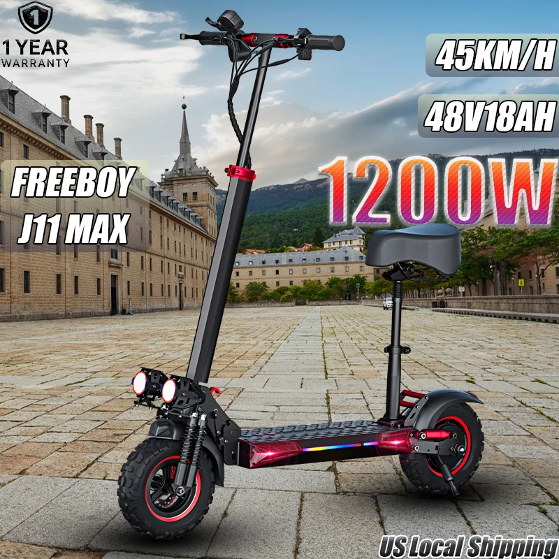 

J11 Max Electric Scooter 1200W 48V18AH Max Speed 55 Km/h Double Suspension 11-inch Off-road Tires E-Scooter Commuting EScooters