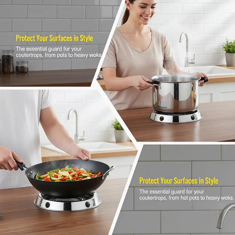 Gas Stove Compatible Wok Ring Stainless Steel Heat Resistant for Safe Cooking
