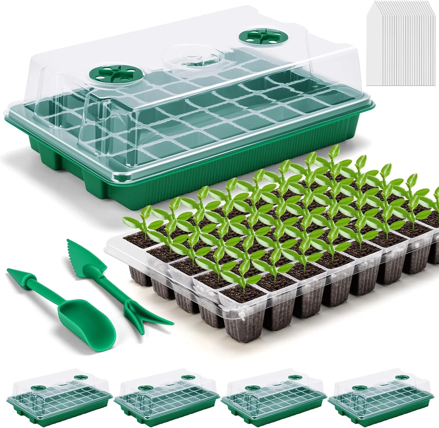 

24/48 Holes Seedling Tray Kit with Adjustable Ventilation Lid Seed Starter Germination Box for Balcony Indoor Planting Transpla