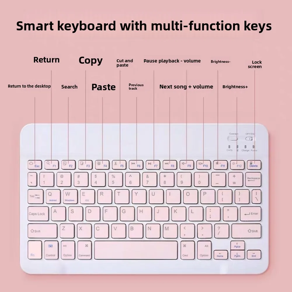 10 Inch Bluetooth Keyboard Rechargeable Slim Design Wireless Keyboard Lightweight Universal Portable Keyboard Notebook