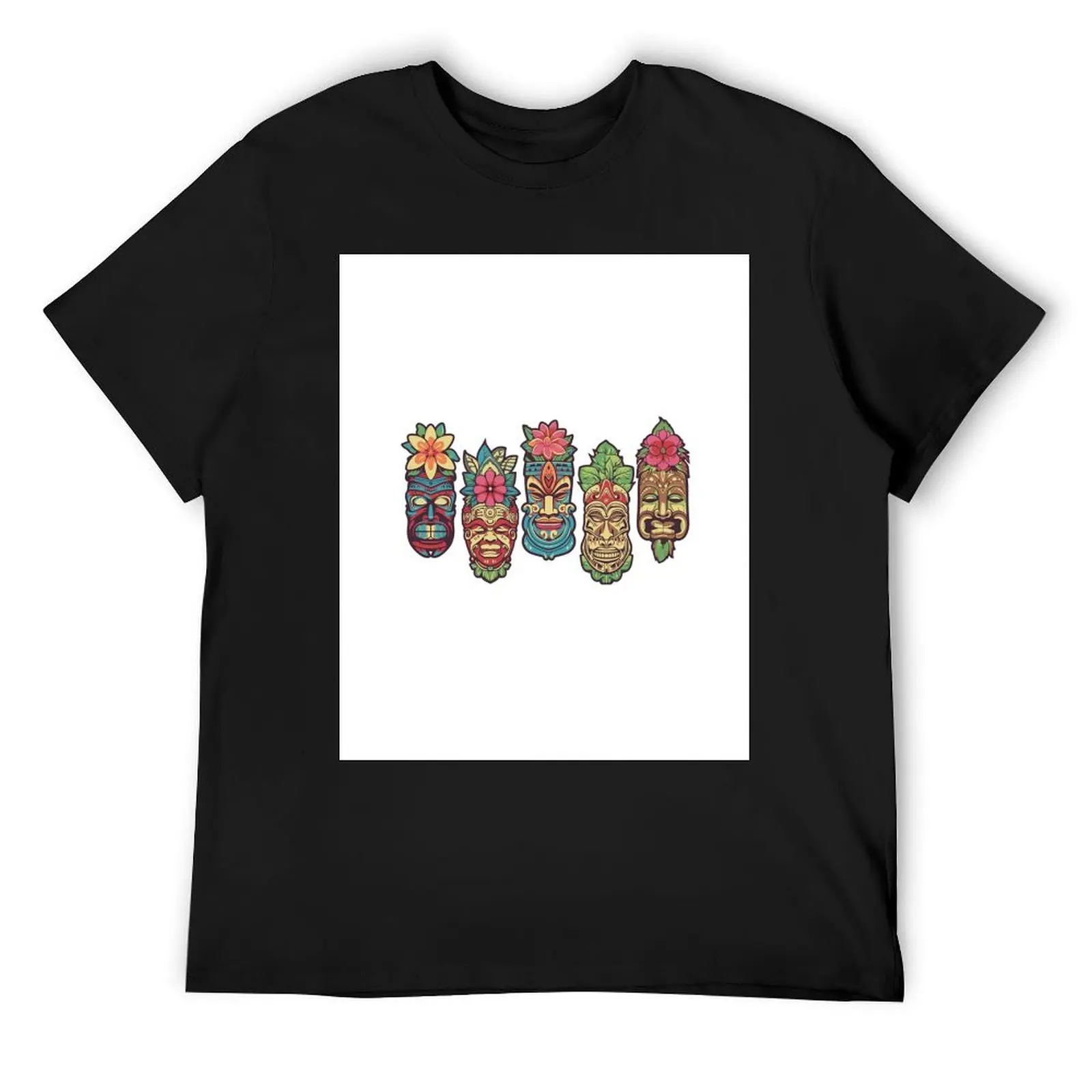 

Футболка Tiki Masks, одежда с графикой, мужская футболка, мужские рубашки, футболка с рисунком
