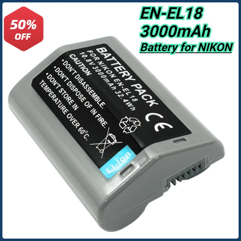 3000mAh EN-EL18 EN-EL18A EN-EL18B EN-EL18D BATTERY for NIKON Z9 D4 D4S D5 D6 MB-D12 D500 D800 D850 MB18 MB17  Bateria 10.8V