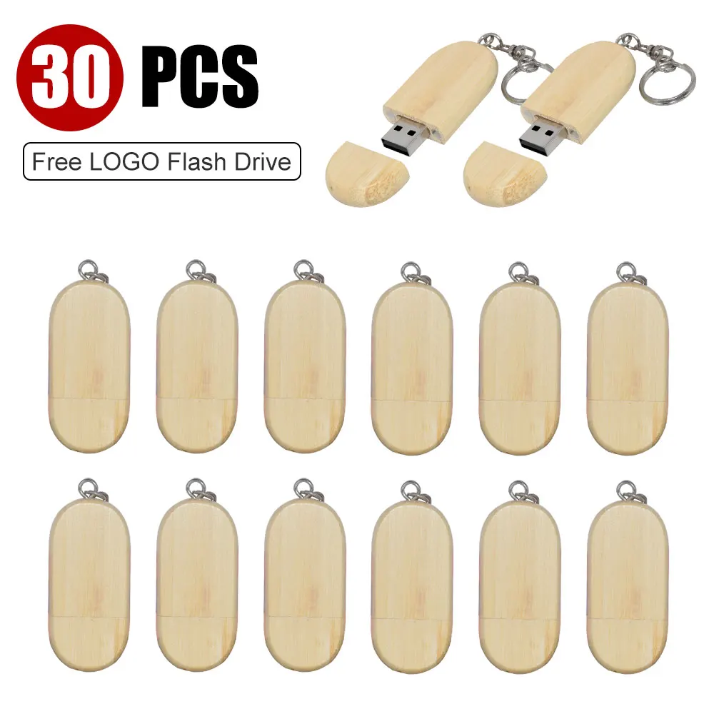 30PCS Creative Bamboo Maple Wood Customize Logo Walnut Pendrive Key Chain Usb Flash Drive 4GB 8GB 16G 32GB Usb Stick 2.0 Gift