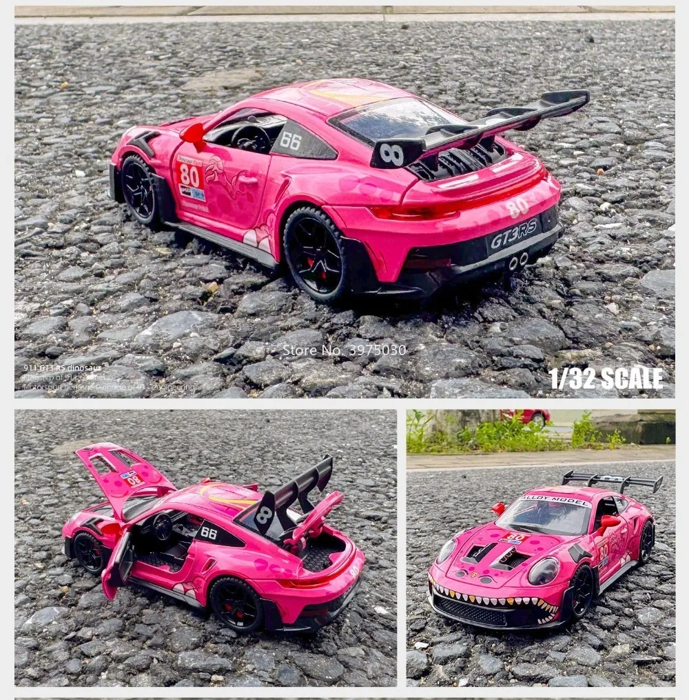 1:32 Porsche 911 GT3 RS Legierung Sportwagen Modell Druckguss Spielzeug Vierfach-Federung Türen zum Öffnen Sound & Licht Fahrzeug Mode-Ornament – Detail 13