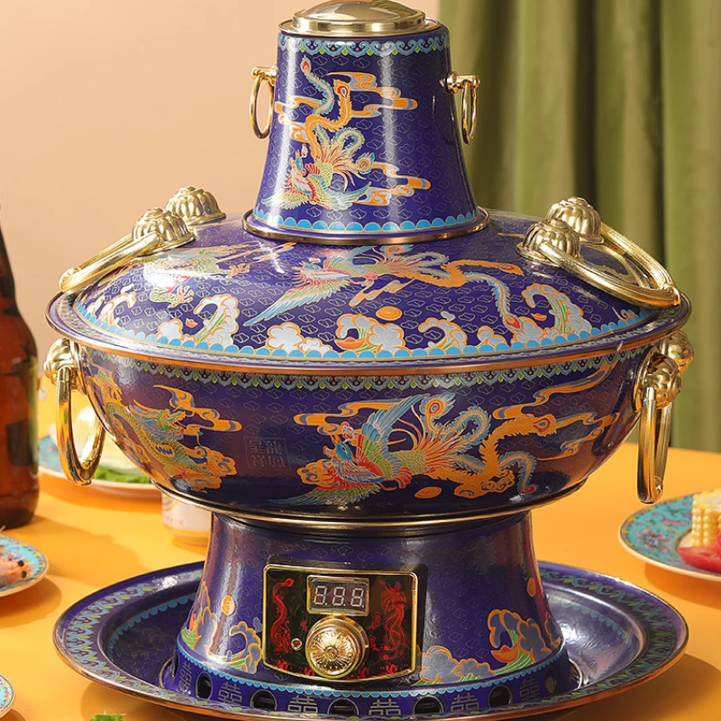 

Hot pot household cloisonne household thickened large capacity mutton shabu electric pure copper