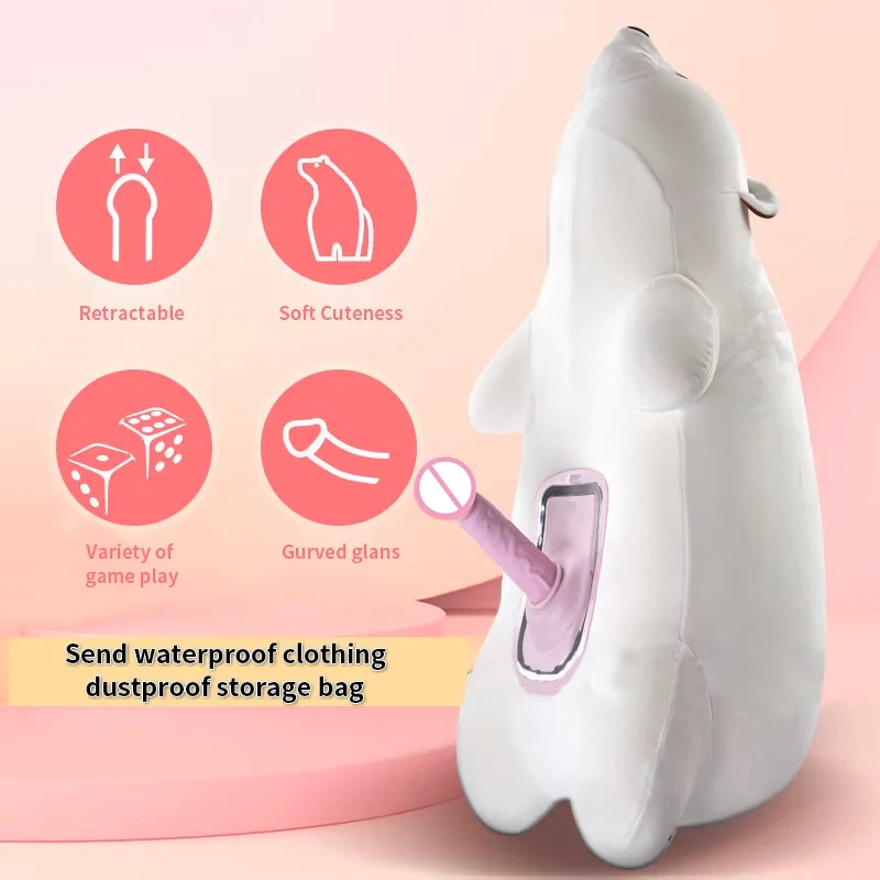 Orso polare bambola carina cuscino in silicone telecomando vibrante cannone a dondolo discreto macchina automatica per dildo del sesso