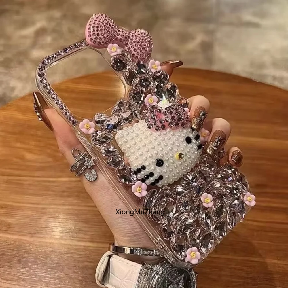 Hello Kitty Strass-Bowknot-Luxus-Glitzer-Hülle für Asus ROG Phone 9 8 Pro 9 Pro 9FE 7 6 5 Zenfone 8 9 10 11 12 Diamant-Abdeckung – Detail 6