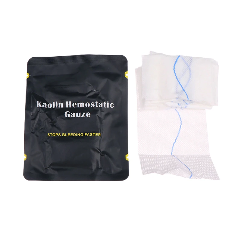 Kaolin Gauze Combat Hemostatic Outdoor Emergency Trauma Z-Fold Soluble For First Aid Kit Medical Wound Dressing