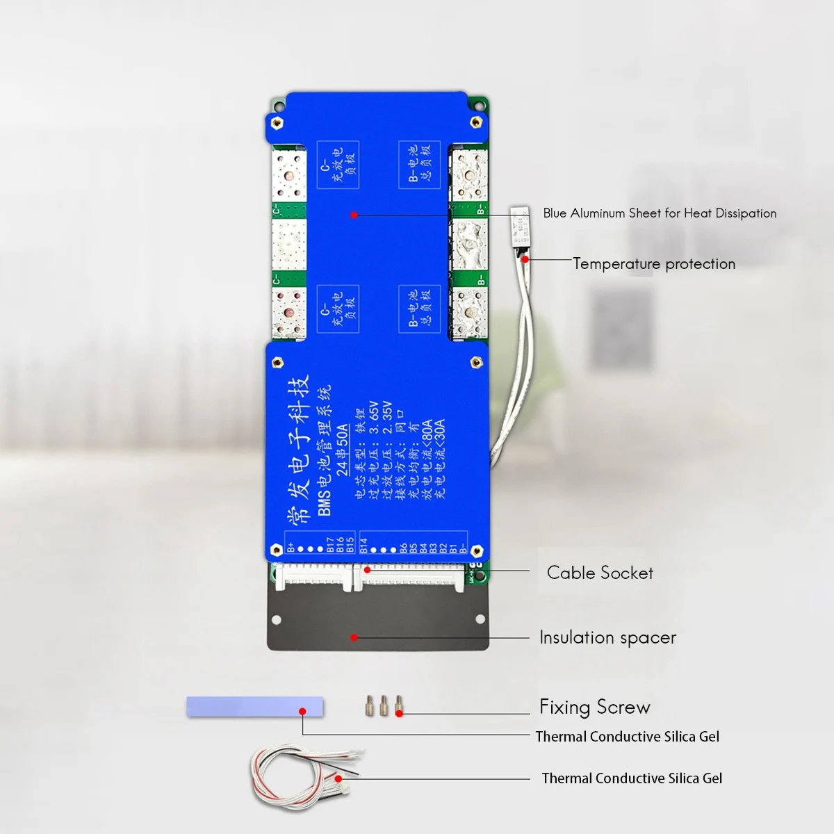 Imagem -04 - Bms Battery Protection Board Mesmo Porto com Equalização Controle de Temperatura 24s 72v 80a Lifepo4