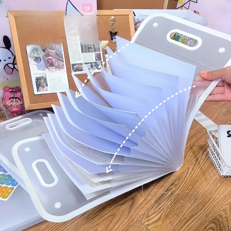 

New Kawaii Sanrio Hello Kitty Cute Multi Layer Storage Organ Bag High Beauty Cartoon Handheld Transparent Folder Student Gift