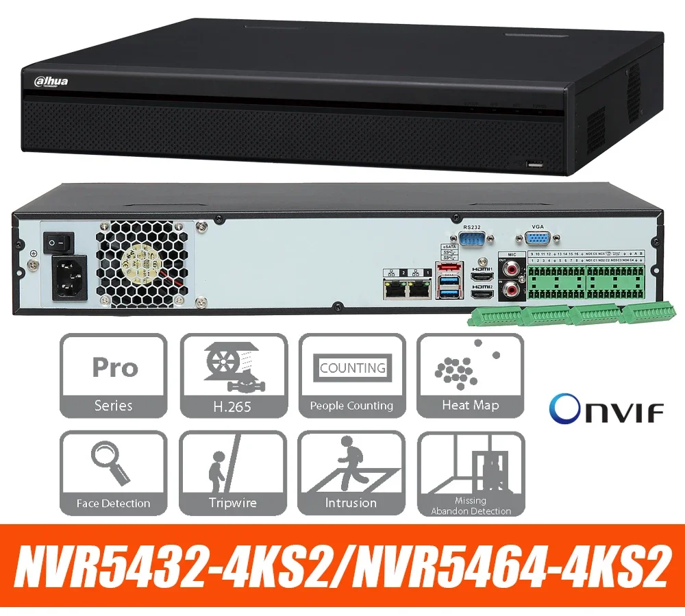 4K NVRNVR5464-EI 16 canales y NVR5432-4KS2 32 canales y NVR5464-4KS2 64 canales y sin puertos POE Grabador de vídeo en red