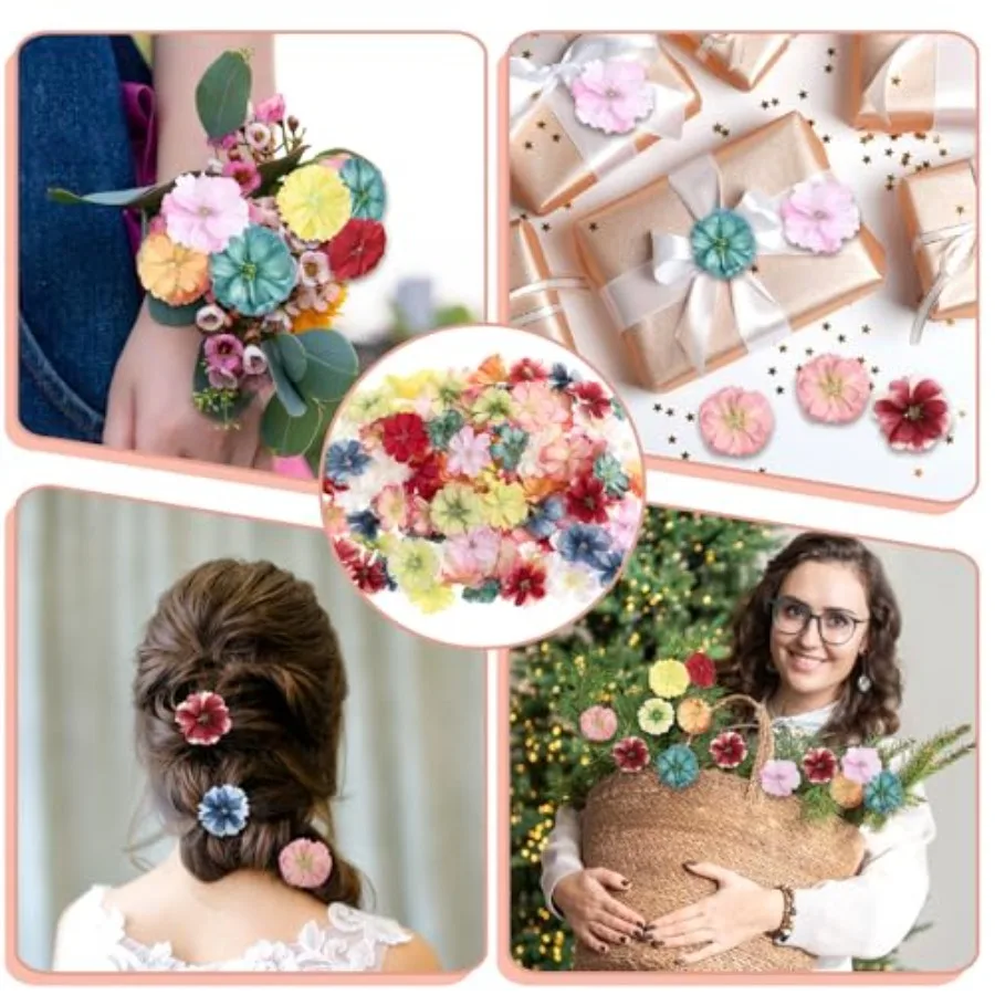 Têtes de fleurs de prunier artificielles en soie, 100 pièces, fausses têtes de fleurs pour l'artisanat, petites fleurs, petites fleurs pour bricolage, maison de vacances