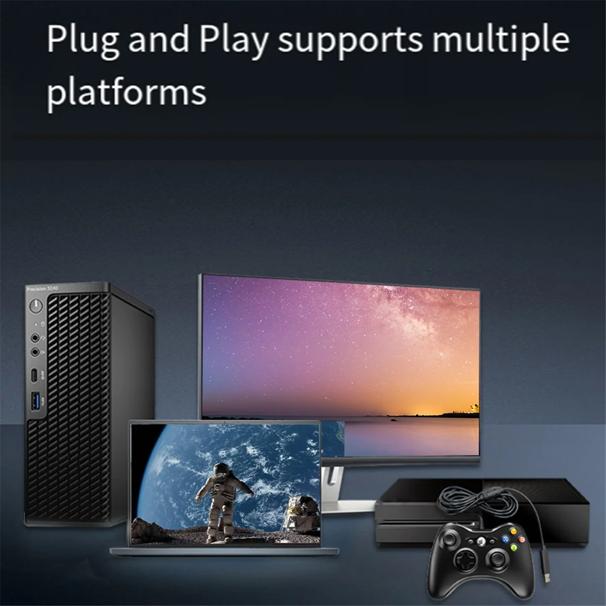 Alfombrilla de juego con cable USB Joypad Gamepad controlador con orificio para auriculares para sistema de juego PC/Xbox360 A Rich