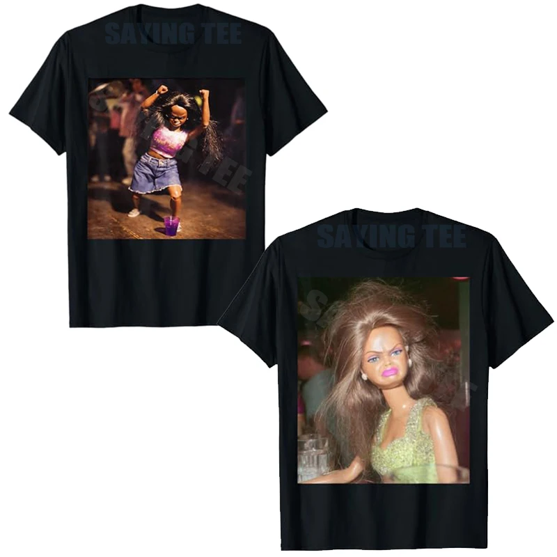 Lustiges Ekelhafte-Puppengesicht-Meme-Mädchen-T-Shirt für Tanzpartys, Y2K-Puppengesicht, urkomisches sarkastisches Neuheitsgeschenk-T-Shirt, Damenmode