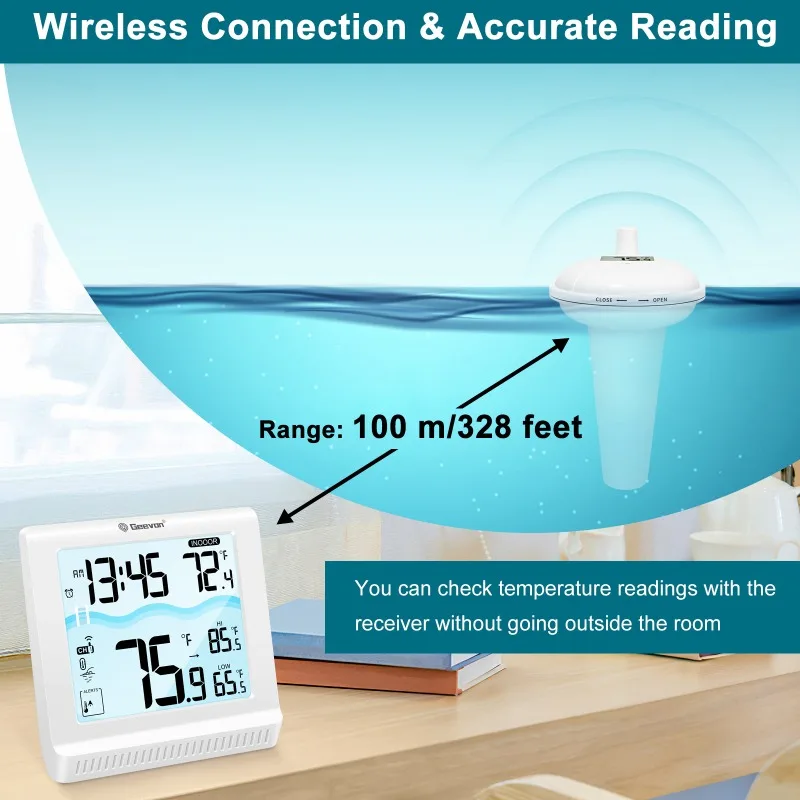 

100m Wireless Measuring Thermometer Swimming Pools Water Electronic Temperature Fish Tank Spa Floating Temperature Measurer