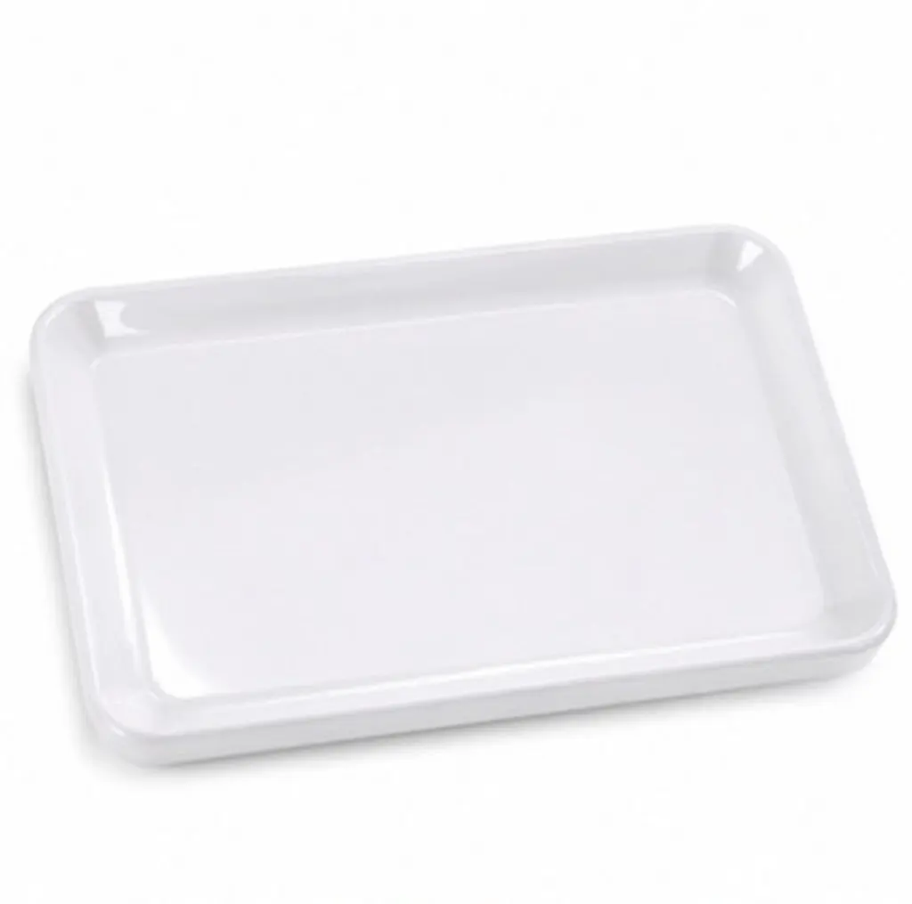 2Pcs Rectangular Melamine Dessert Serving Trays White Unbreakable Scratch Resistant Family Large Reusable Party Food Platter