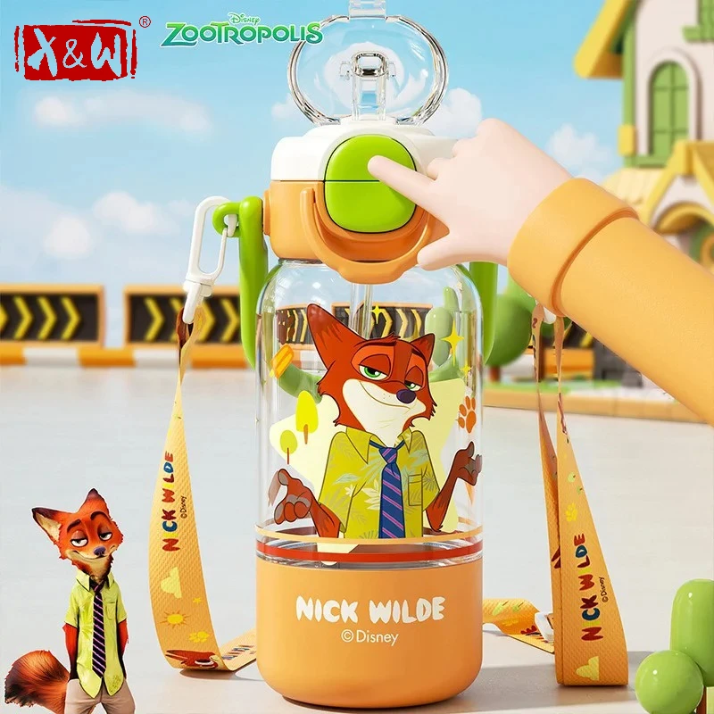 X&W Judy Nick Tritan Water Cup 590ml Kids Dual Drinking Straw Cup  BPA-Free Portable Summer Outdoor Cold Drink Cup for Student