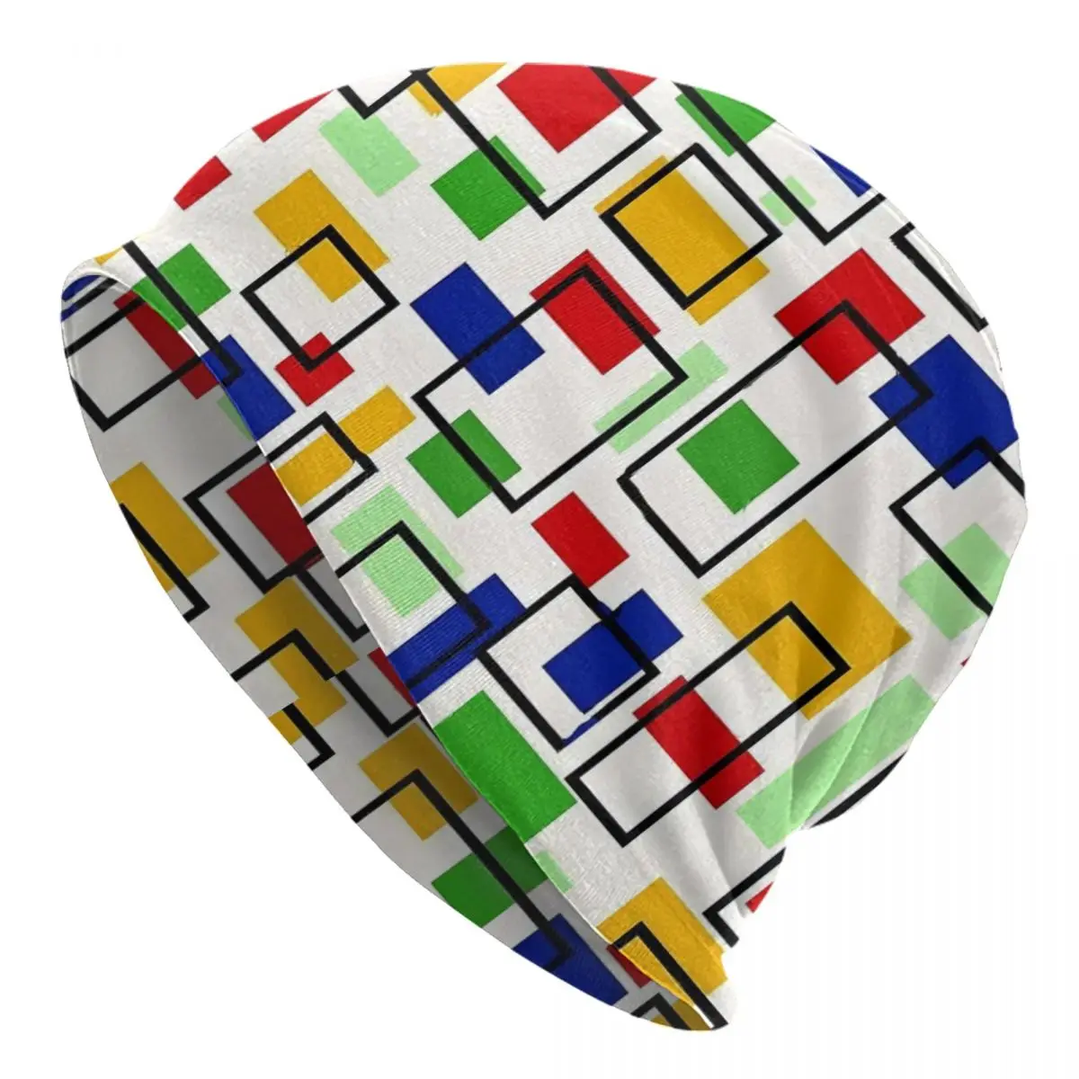 De Stijl Bonnet Hats Mondrian Print Beanie Hats Pattern Skullies Beanies Spring Funny Men Women Unisex Outdoor Elastic Caps