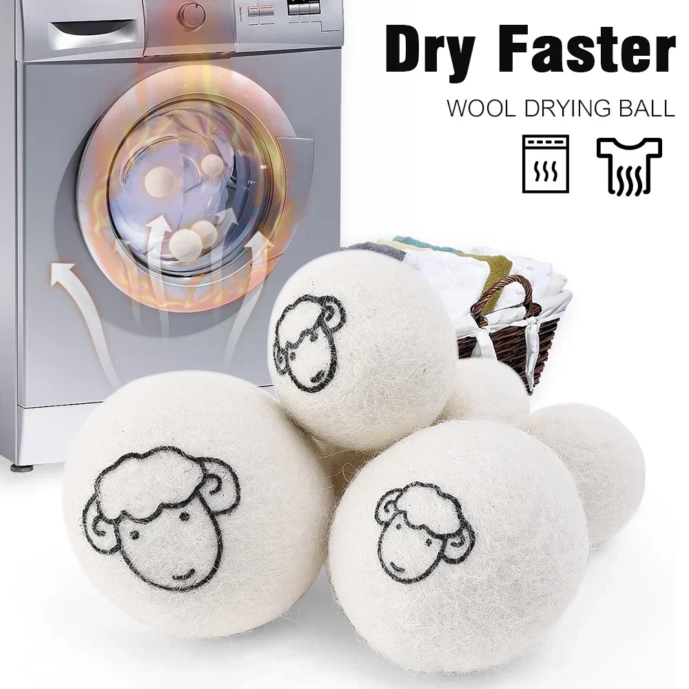 

1-6Pcs Reusable Wool Dryer Balls, Natural Clothes Softener, Laundry Kit, Eco Friendly, Energy Saving, Silent Durable Home