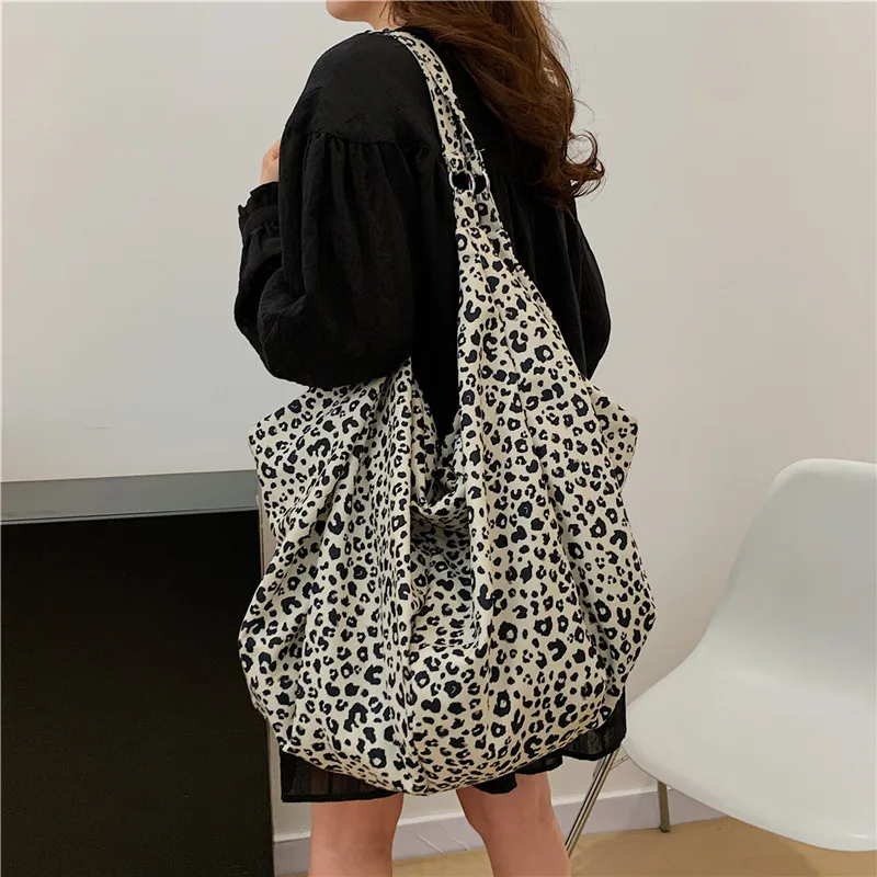 Leopard Design Large Capacity Big Shopping Bags 2024 Korean Fashion Shopper for Women Lady Shoulder Bag Girl bolsos de mujer