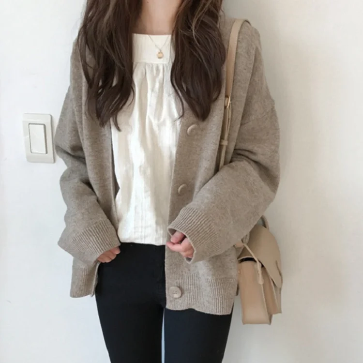 Knitted Cardigan Jacket Women's New Short Early Spring Autumn Lazy Loose Knit Sweater Women's Top