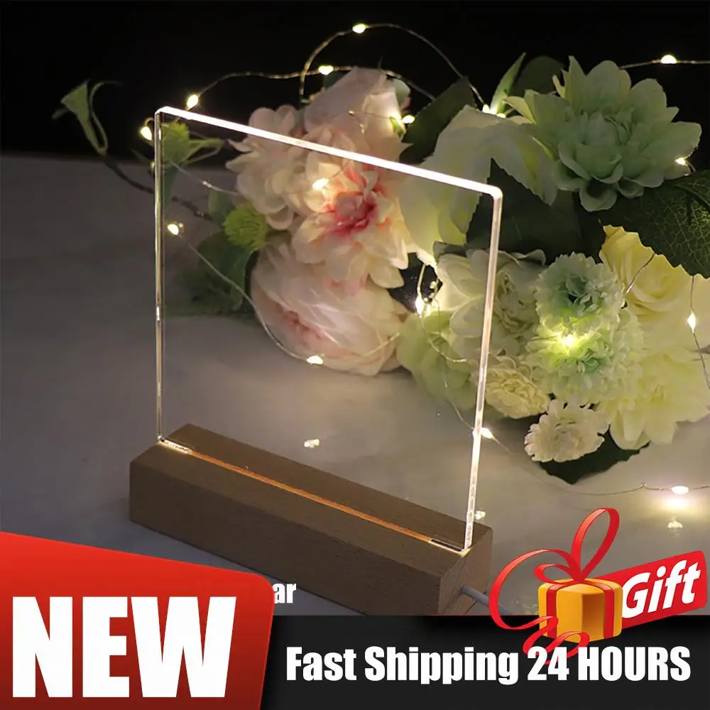 1-5 قطعة LED قاعدة عرض الخشب الإبداعية USB مضاءة حامل كريستال خشبية مضاءة قاعدة حامل ثلاثية الأبعاد اليدوية USB قاعدة خشبية الحلي