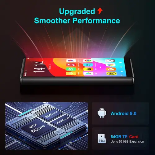 Imagen 2 del producto Reproductor de MP3 con Bluetooth y WiFi, reproductor de música Oilsky M501 de 80 GB (16 GB + 64 GB), reproductor MP4 Android 9,0 de 1080P de hasta 512 GB