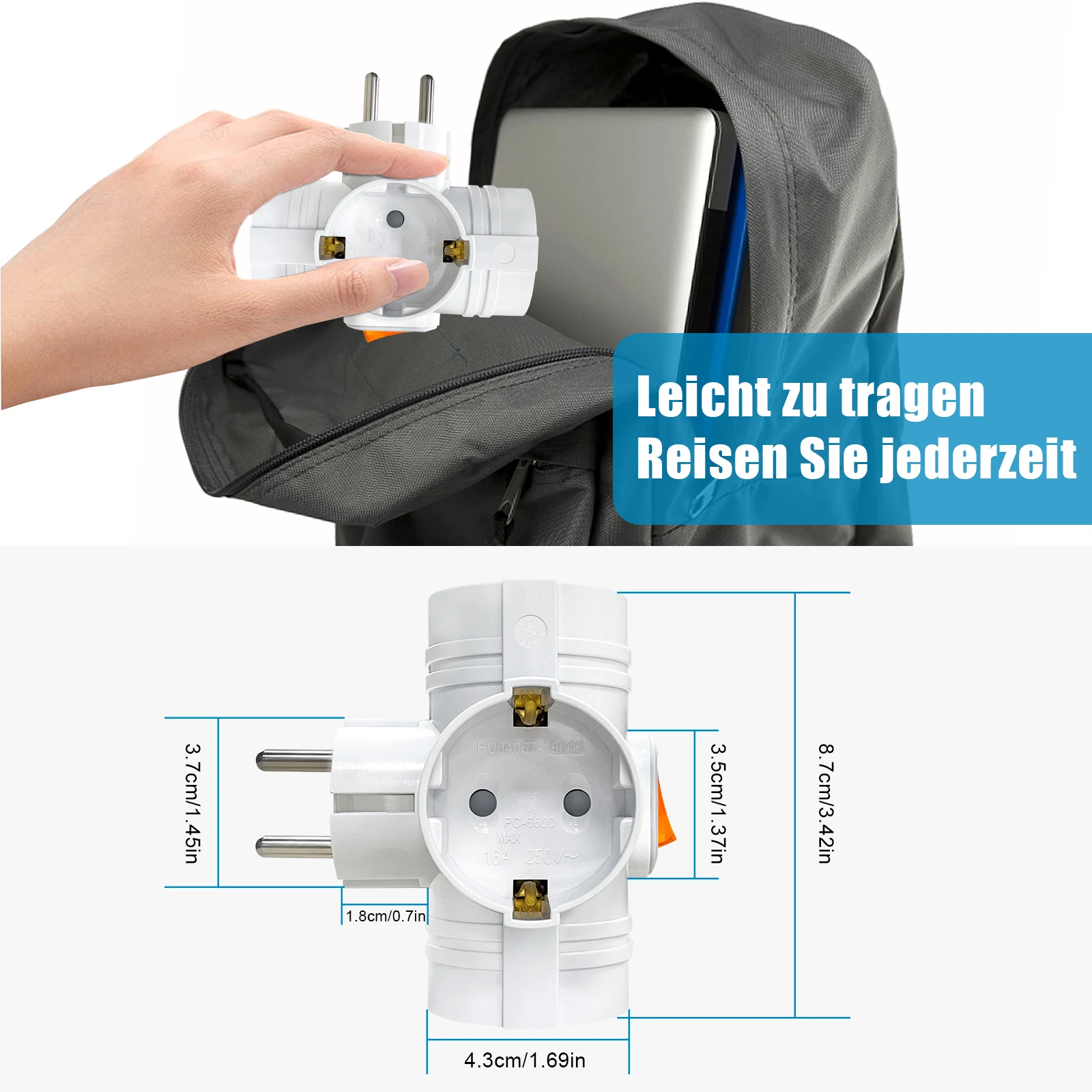 1 szt. Podwójny przedłużacz do gniazd ściennych z przełącznikiem, adapter wtyczki UE Europejski niemiecki standard Wiele gniazd elektrycznych do domu