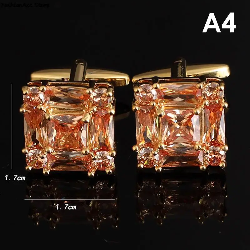 Fashion High-end Rhinestone Zircon Cufflinks Men\'s Luxury Jewelry Anniversary/Graduation Gifts Wedding French Shirts Cuff Links