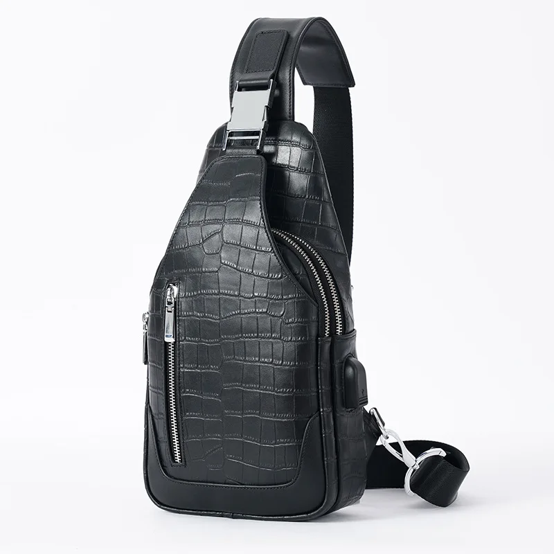 

Men's chest bag, genuine leather business casual crossbody bag, luxury shoulder bag, new men's bag