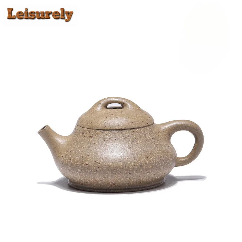 

190ml Yixing Purple Clay Teapots Artists Handmade Column Scoop Pot Raw Ore Coarse Sand 16 Mesh Section Mud Kettle Zisha Tea Set