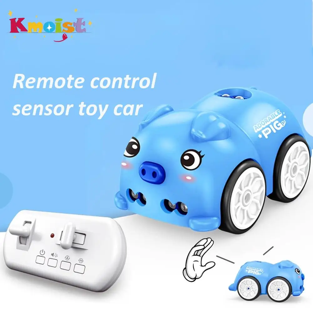 Voiture Électrique Télécommandée à Capteur Intelligent pour Enfant Garçon, Jouet Musical, Dessin Animé Magique, 2.4G, Mini Cochon, Radio, Cadeaux d'Anniversaire