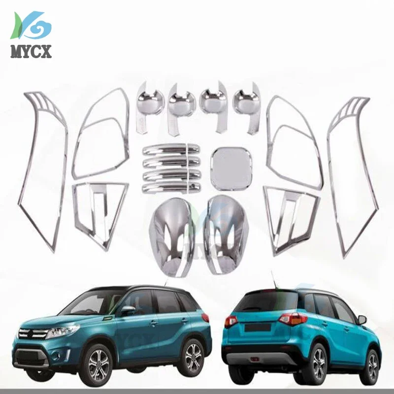 chrome car styling For Suzuki Vitara 2016 2017 2018 2019 2020 mirror headlight door handle body protectors accessories 21pcs