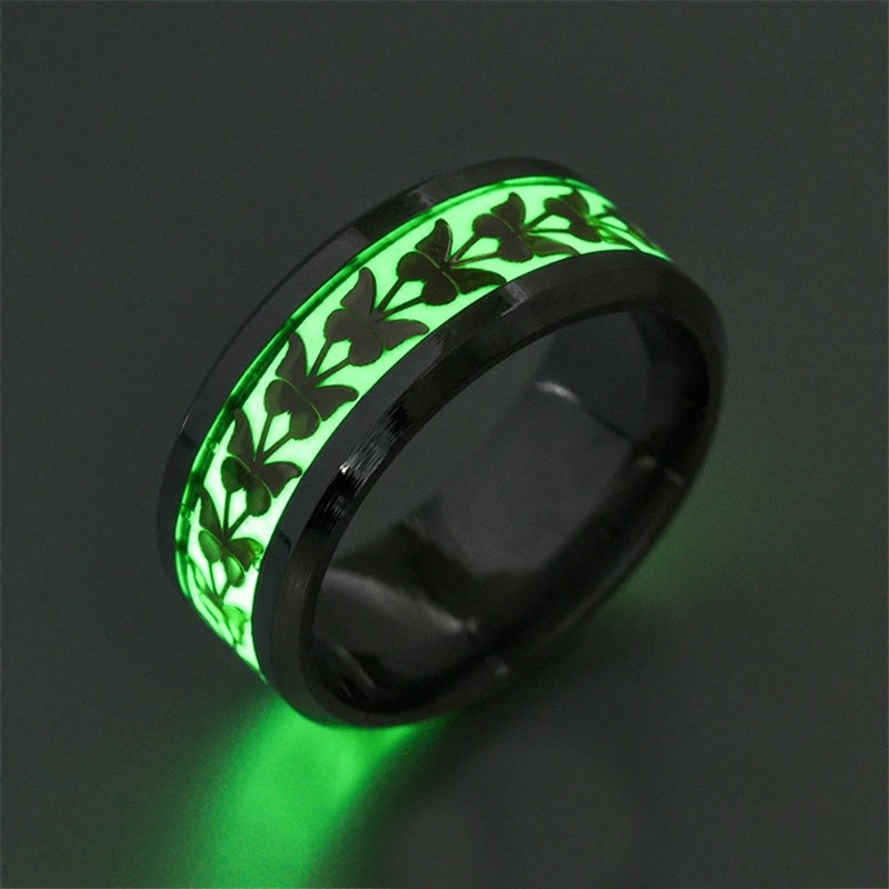 Stainless Steel Luminous Finger Ring For Women Men Glowing In Dark Heart Couple Wedding Bands Jewelry Gift Accessories view 3