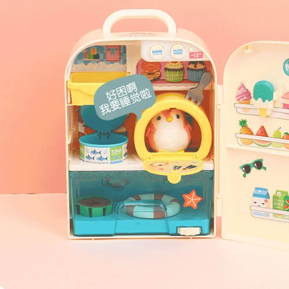 漫画子供用冷蔵庫おもちゃモデルクラフトDIYペンギン冷蔵庫知育玩具インタラクティブごっこ遊び