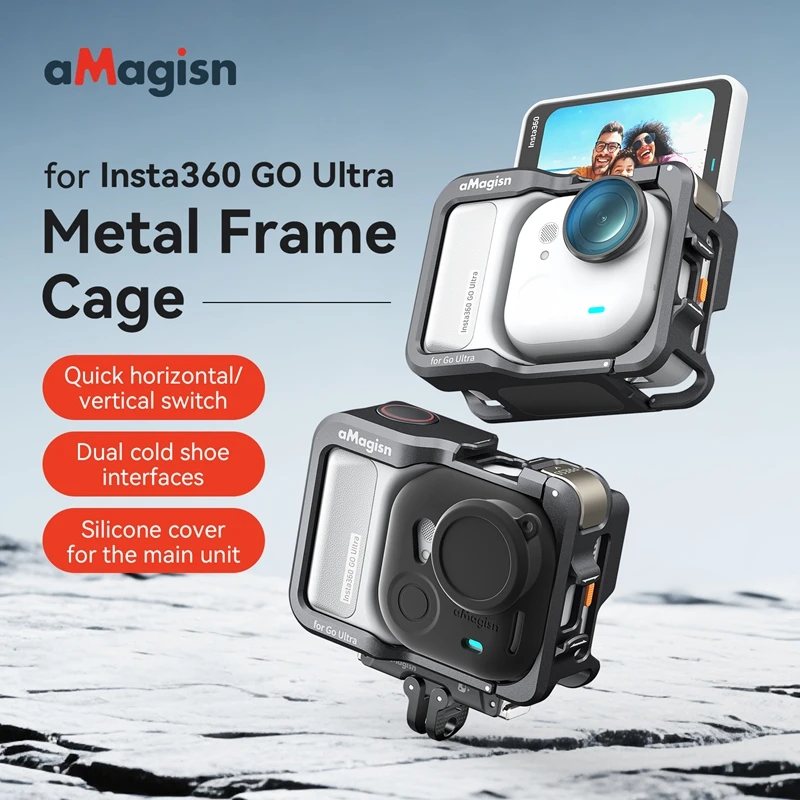 

For Insta360 GO Ultra Metal Cage Silicone Cover Protective Frame Aluminum Alloy Quick Release Mount Expansion Stand Accessories